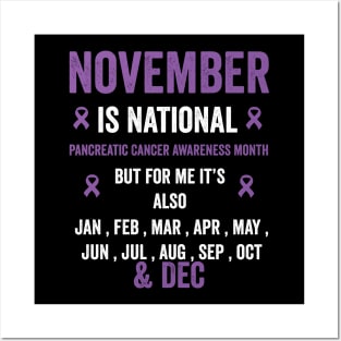 pancreatic cancer awareness - November purple ribbon month Posters and Art